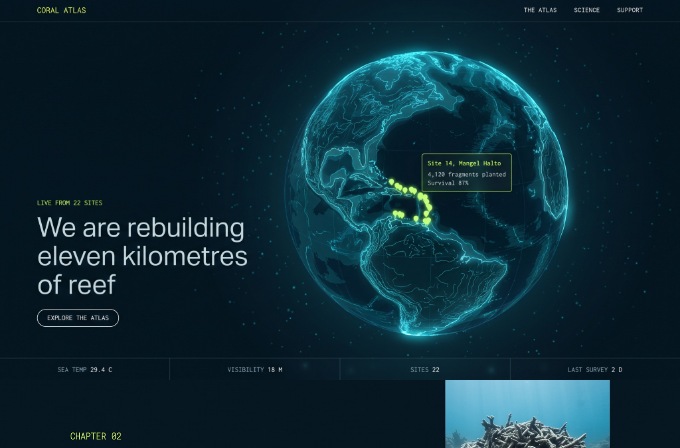 Coral Atlas reef restoration website