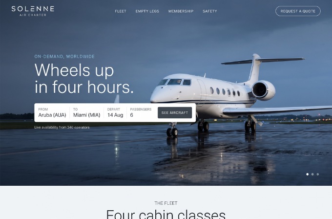 Solenne Air Charter live quotation platform